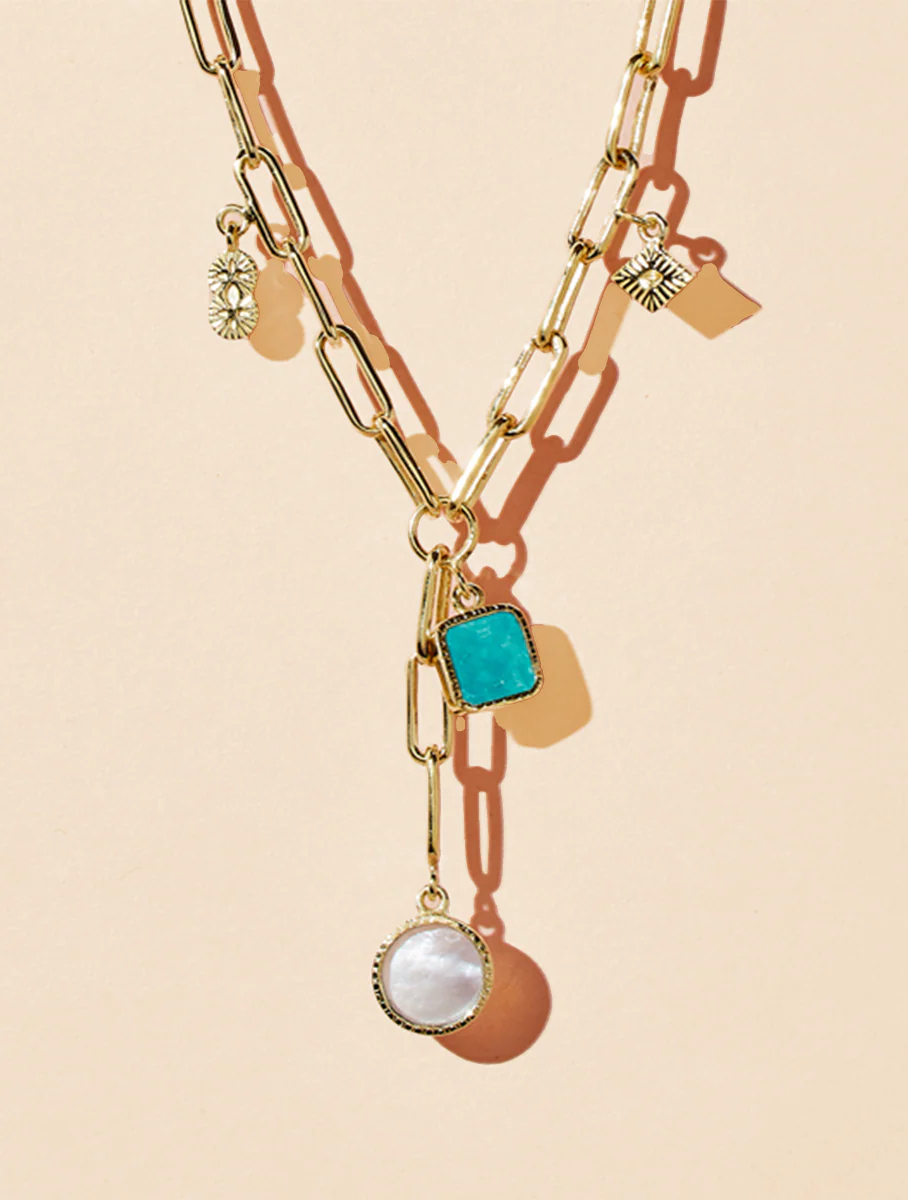 SAUTOIR ARYA - TURQUOISE ET NACRE