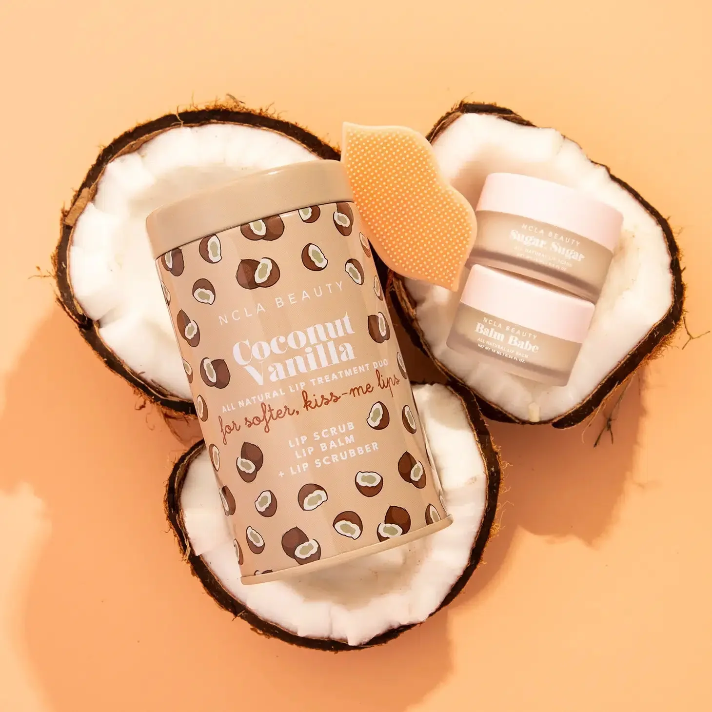 Set de soin des lèvres à la noix de coco et à la vanille + brosse à lèvres - Image 2