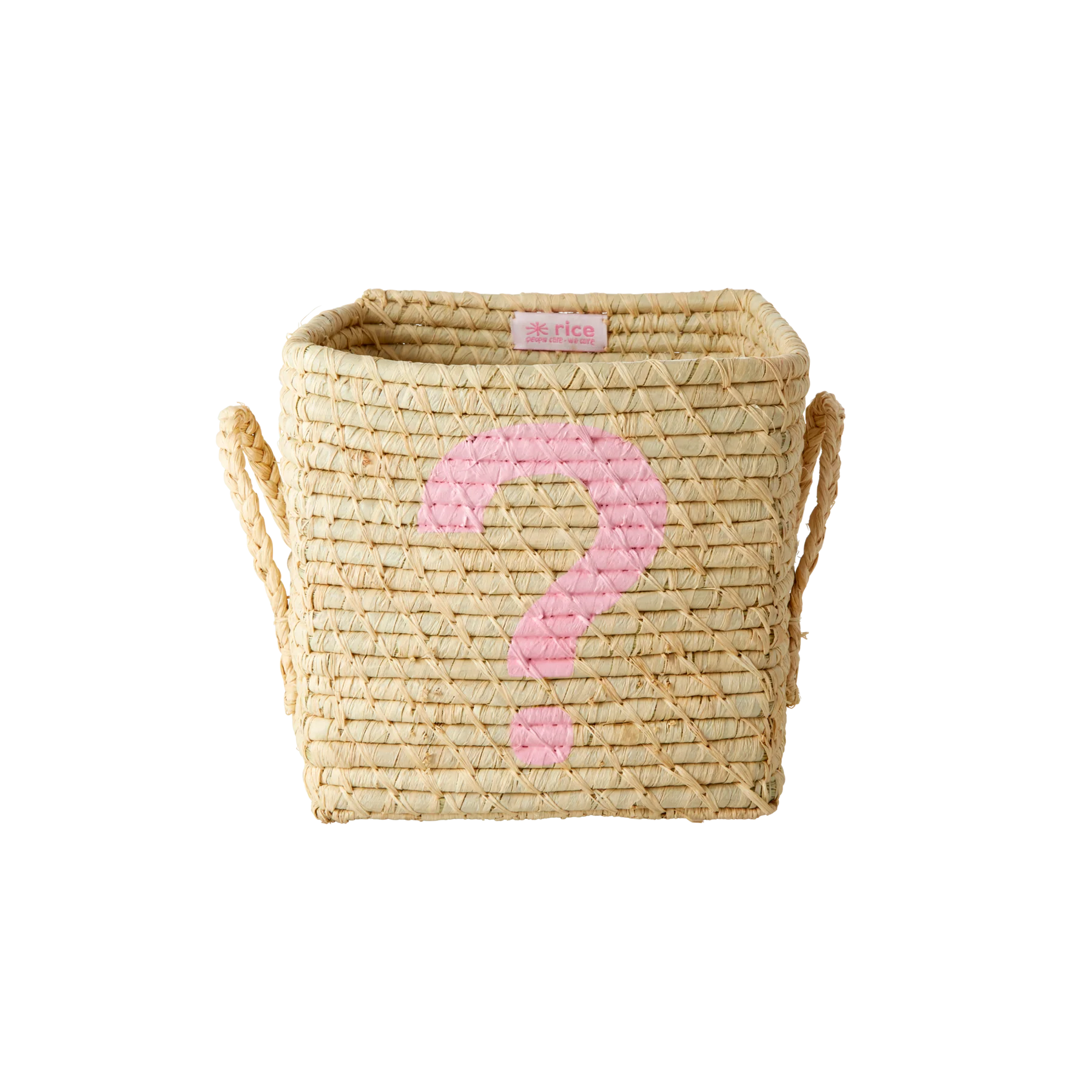 Square Raffia Basket with Painted Pink ?