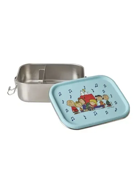 Stainless Steel Lunchbox with Moveable Divider and Blue Snoopy Print - Small - 800 ml