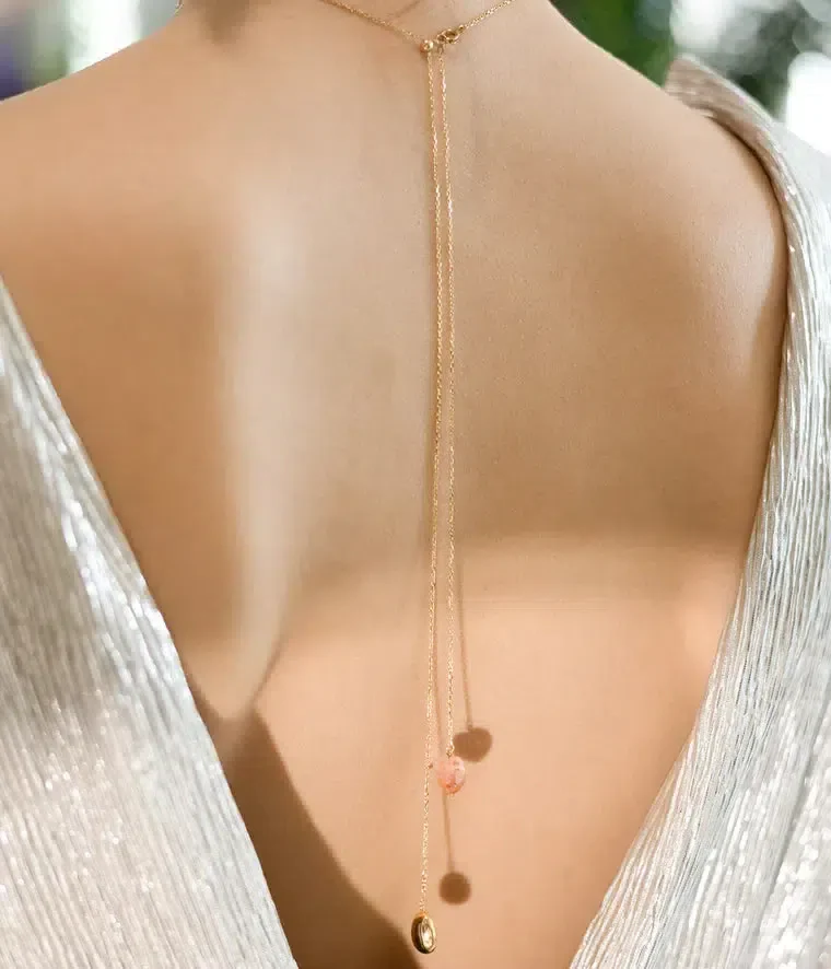Bijou de dos Annette - Agate Blanche ( Sérénité, équilibre et patience) - Image 3