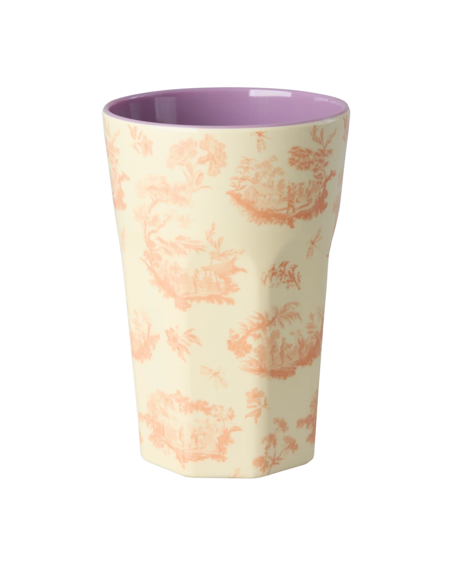 Tall Cup - Cream - Toile de rice Print