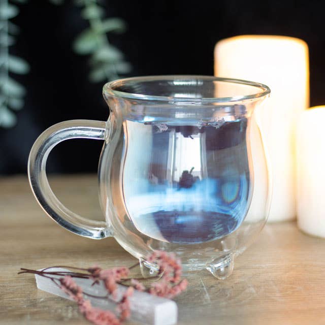 Tasse à chaudron en verre transparent à double paroi