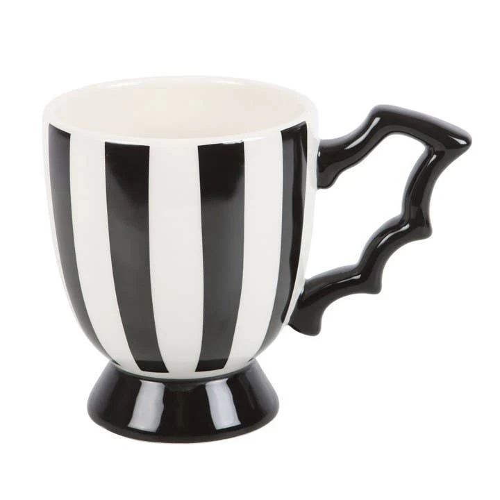 Tasse de thé d'Halloween à ailes de chauve-souris rayées gothiques - Image 2