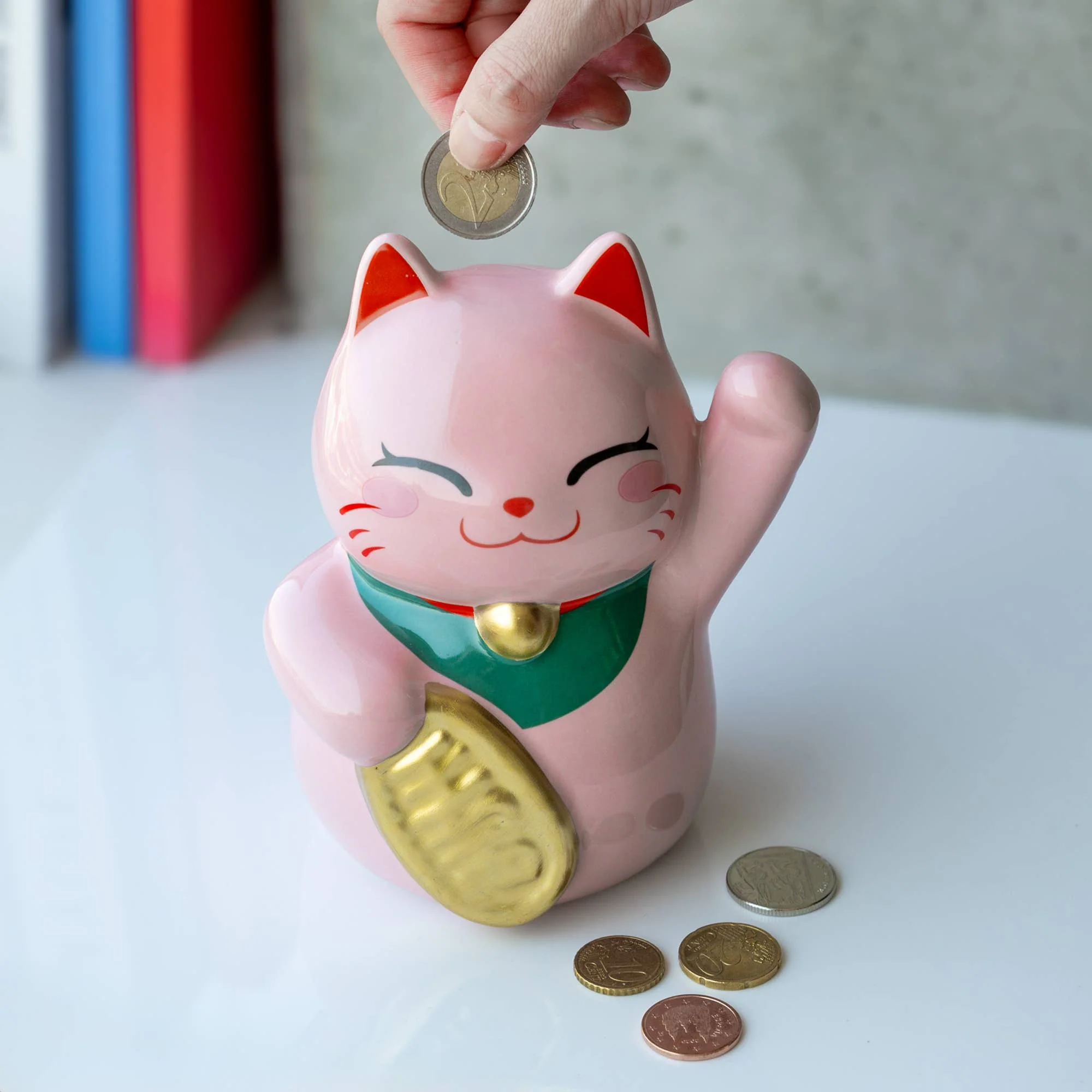 TIRELIRE ROSE CHAT PORTE-BONHEUR HF