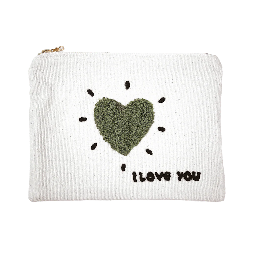 Trousse influence cœur vert I love you