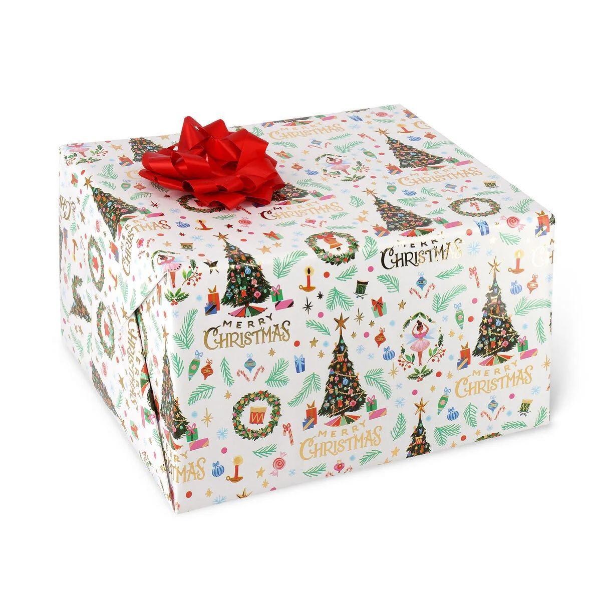 WRAPPING PAPER - PAPIER CADEAU - XMAS TREE - WHITE