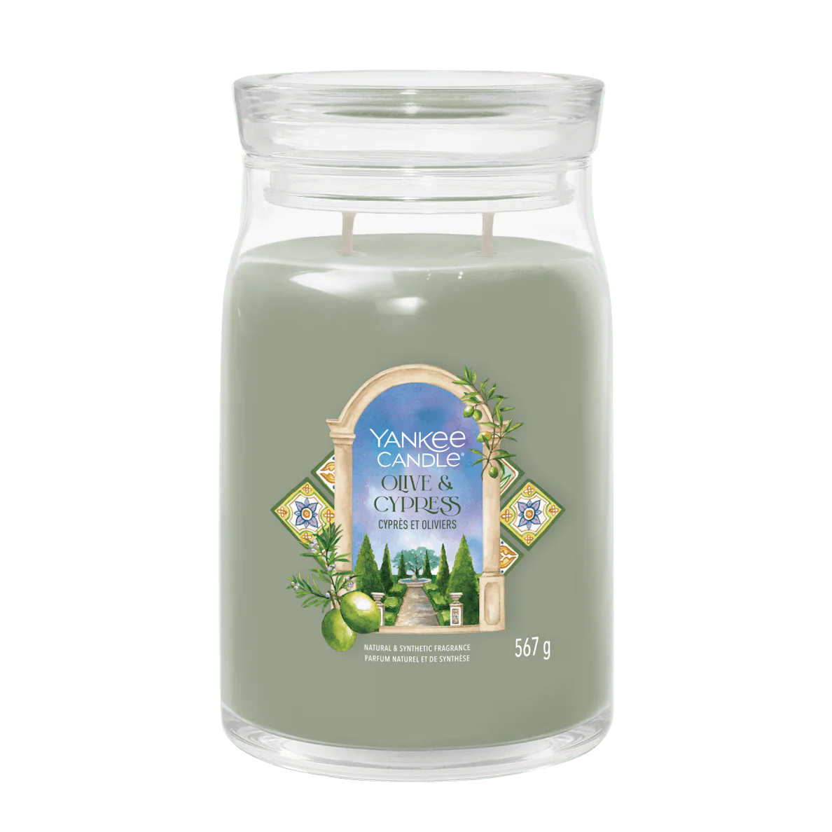 YC SIGN LG JAR OLIVE CYPRESS